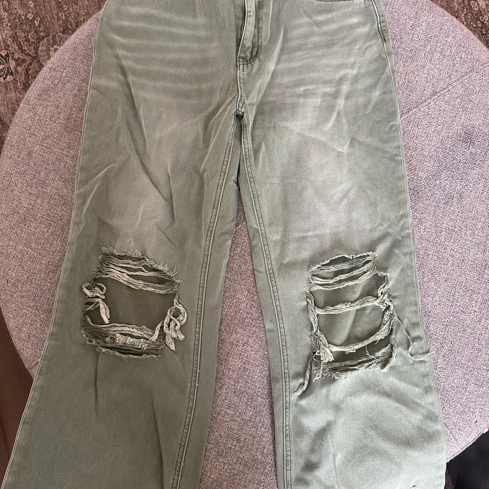 Green Distressed Jeans